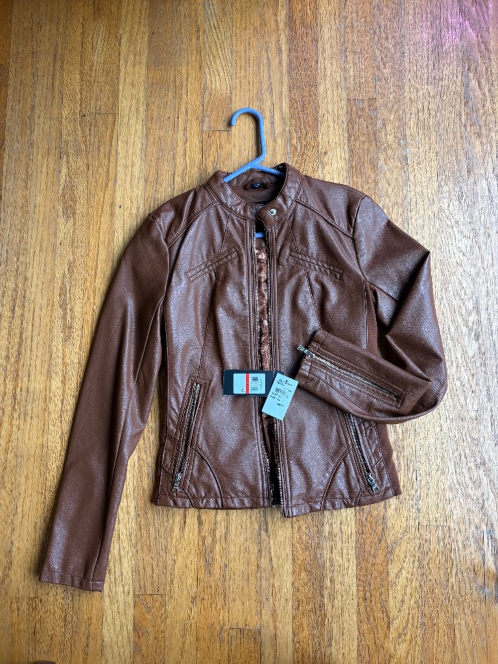 Guess cognac faux leather jacket
